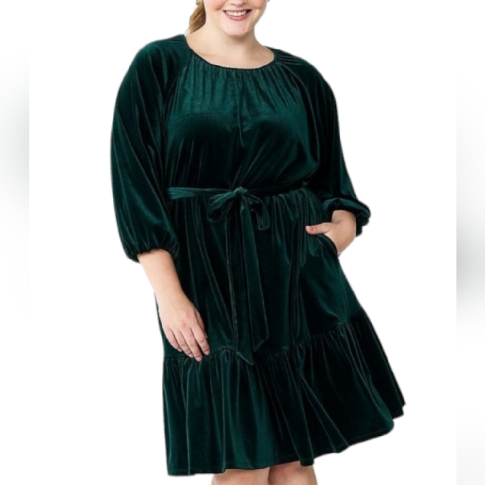Draper James RSVP Plus Size Dress, Long Sleeve Tiered Bow Back Dress Size 2X